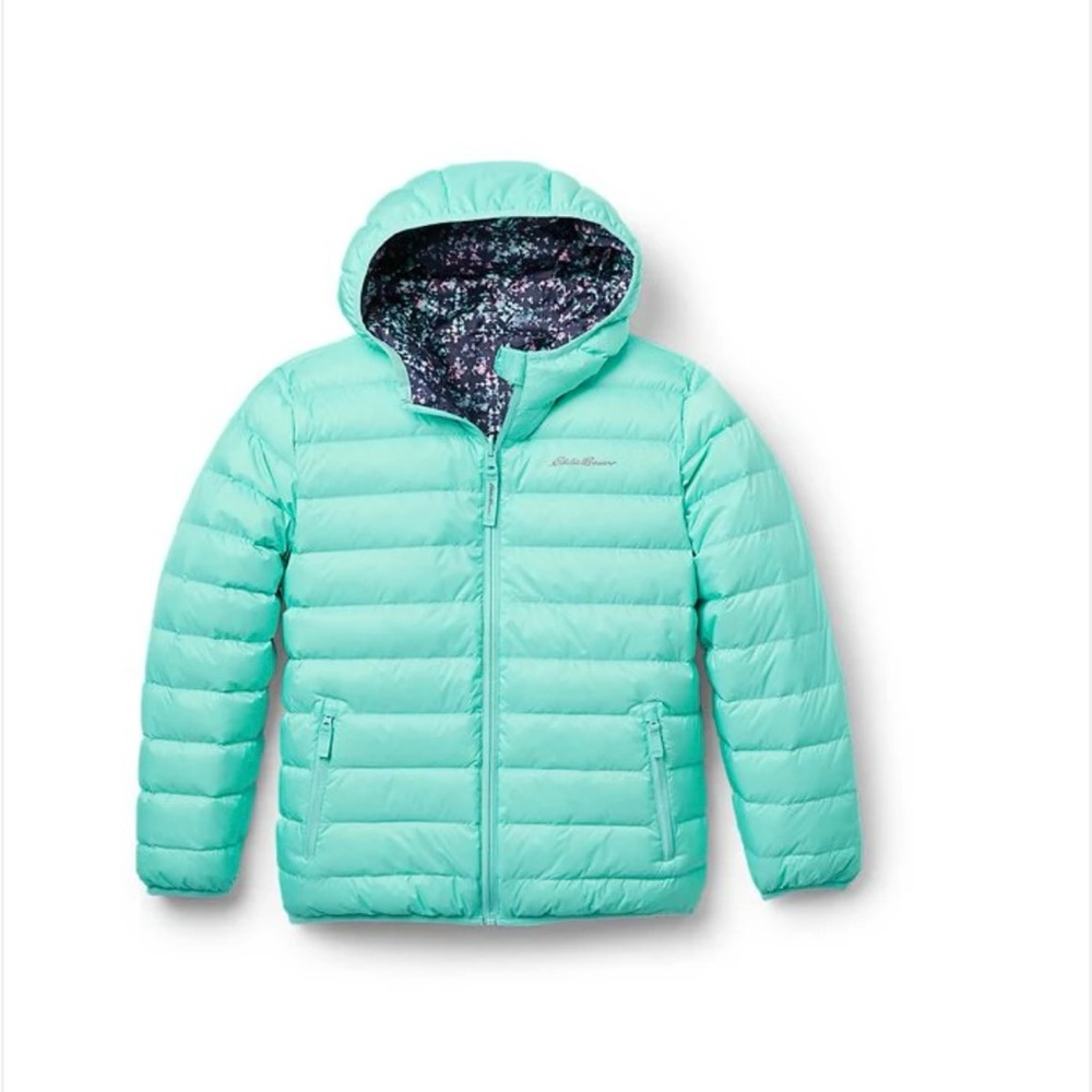 Eddie Bauer Reversible Aqua Puffer Jacket with Hood